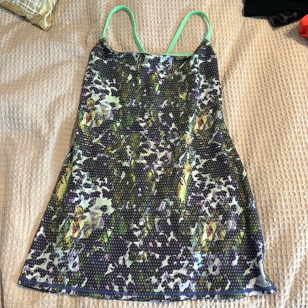 lululemon athletica Floral Print Strappy Tank Top in Mint and Purple